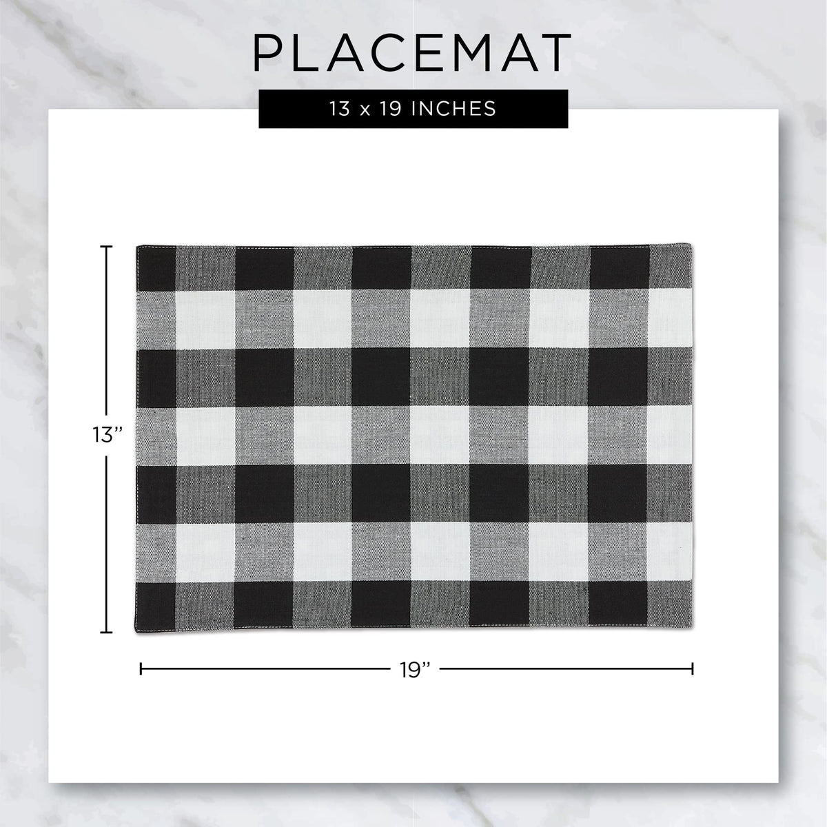 DII Heavyweight Fringed Check Tabletop Collection, Placemat Set, 13x19, Natural, 6 Count