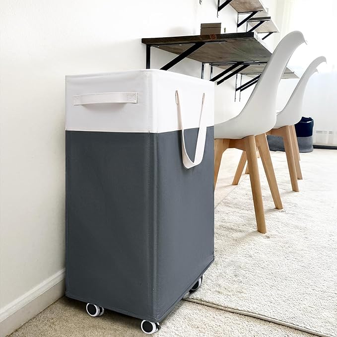 Goodpick Laundry Basket with Wheels, 75L Laundry Hamper