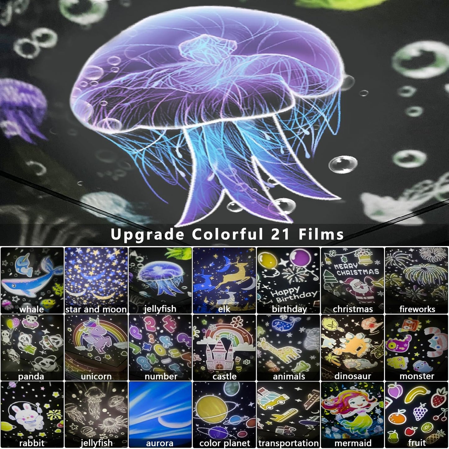 LytRdIt 21 Sets of Films, Night Lights for Kids, Star Galaxy Projector, Bedroom, Ceiling, Star Projector with 360 Rotating for Boys and Girls, Birthday, Christmas Gifts, Room Decor