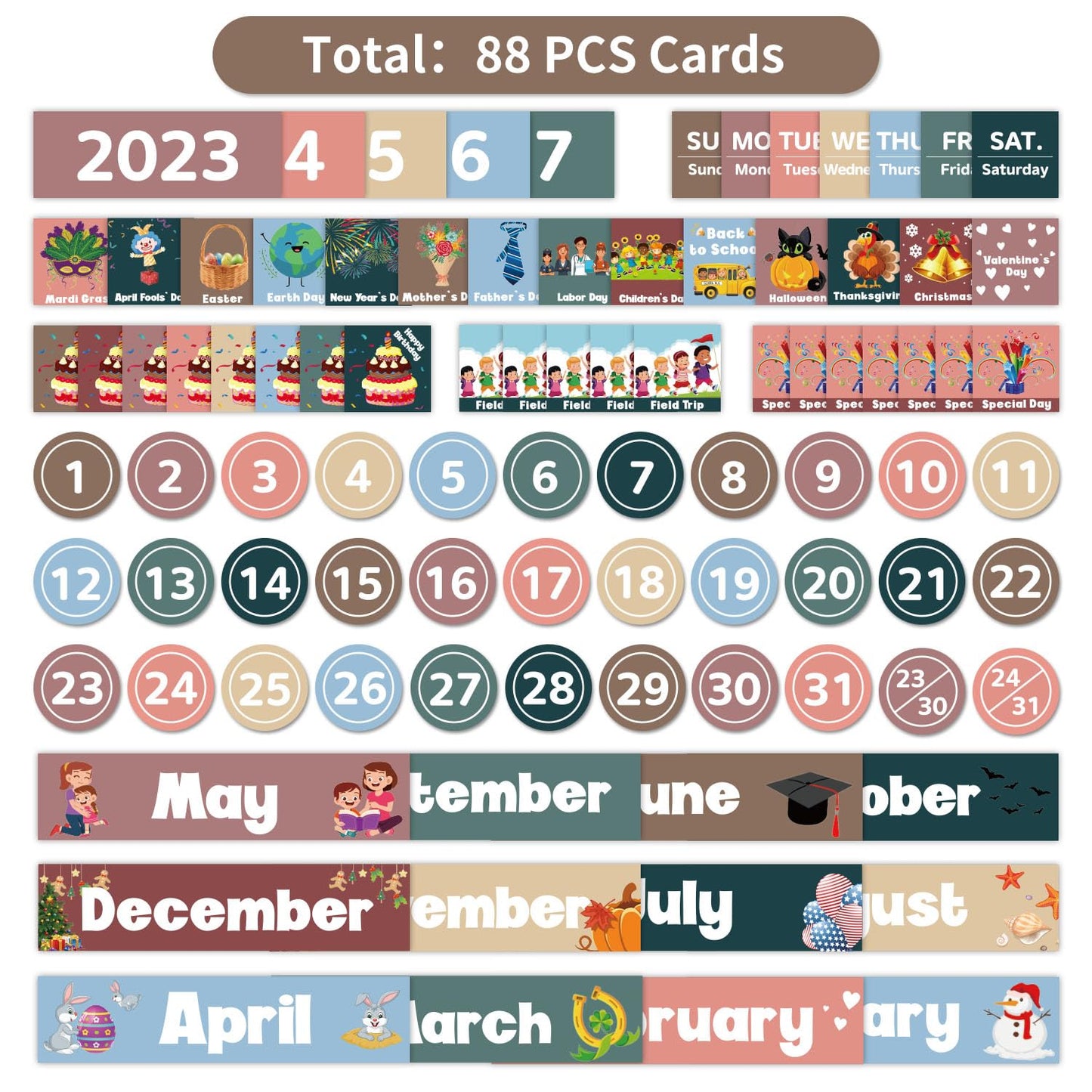 Monthly Calendar Pocket Chart for Classroom, Printed Days of The Week with Cards, Learning for Home or Kindergarten, Teacher Must Have Supplies That Fits Any School Décor (Black)