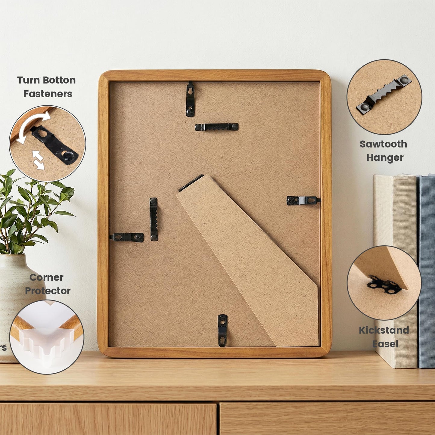 8x10 Picture Frame, USA-Sourced Natural Teak Wood Photo Frame with Tempered Glass, Double Mortise & Tenon Handcrafted Rounded Corner 8 by 10 Wooden Frame Matted to 5x7 Photos, Wall or Tabletop Display