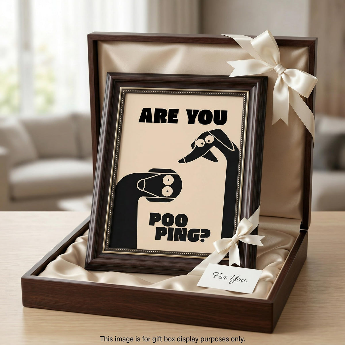 Dark Brown Framed Funny Bathroom Dog Canvas Wall Art Are You Pooping Wall Decor Picture Humor Bathrooms Animal Poster Print Painting for Toilet And Restroom Prepare To Hang