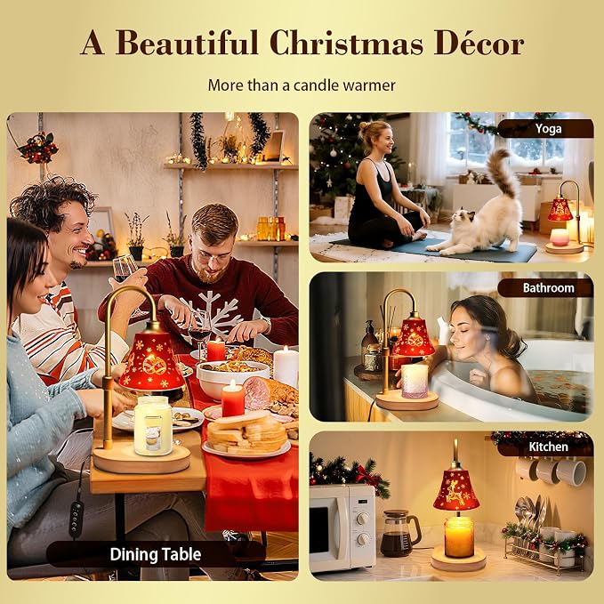 Candle Warmer Lamp with Timer Dimmer:Christmas Decorations Indoor, Birthday Gifts for Women Mom, Vintage Wax Melt Warmer for Jar Candles, Warming Gifts for Office, Dorm, Apartment & New Home Decor