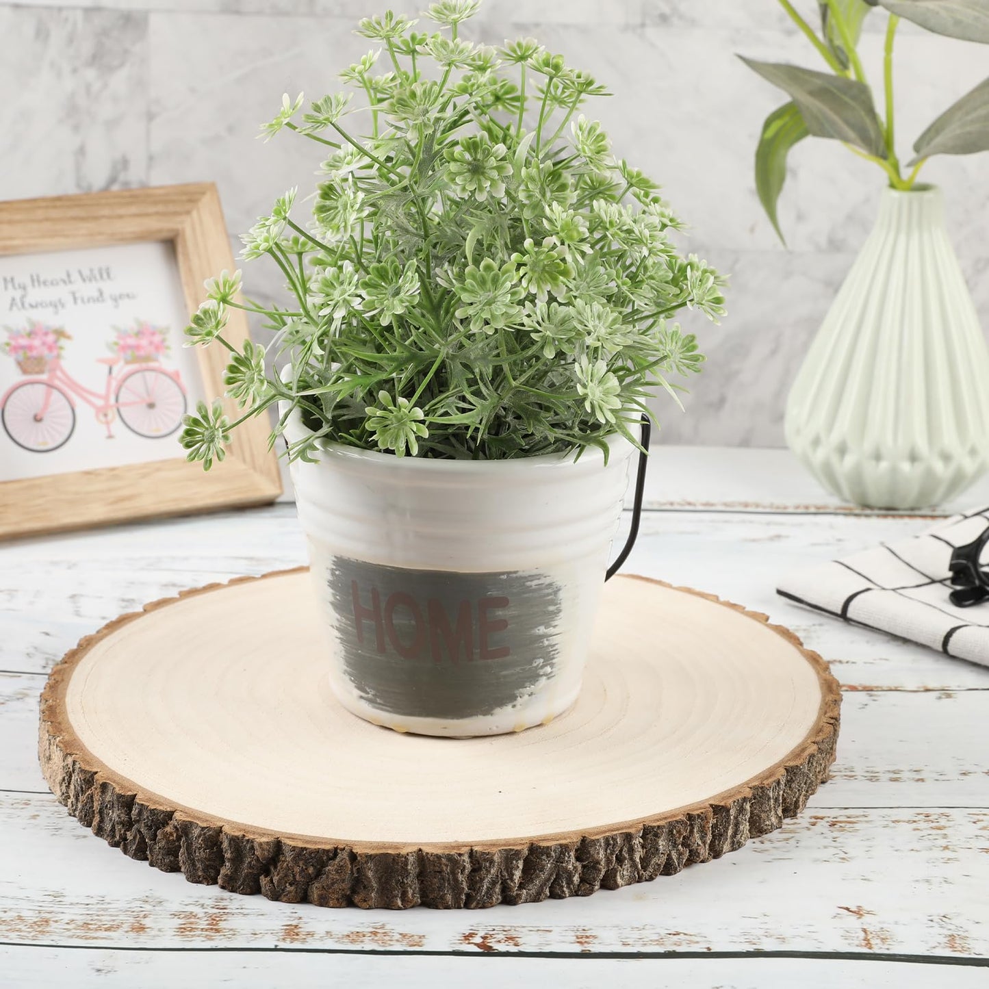SENMUT 10 Pcs Large Wood Slices for Centerpieces 10-11 inches Wood Rounds for Tables Decor Rustic Wood Circles for DIY Crafts and Wedding Decor Round Wooden Discs Wood Slice Ornaments