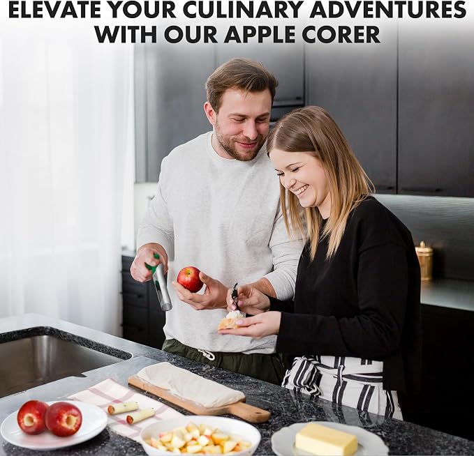 Zulay Kitchen Ultra Sharp Apple Corer Tool - Stainless Steel, Sharp & Serrated Blade Cores in Seconds - Easy to Use & Clean, Durable Apple Core Remover for Apples & Small Fruits - Green
