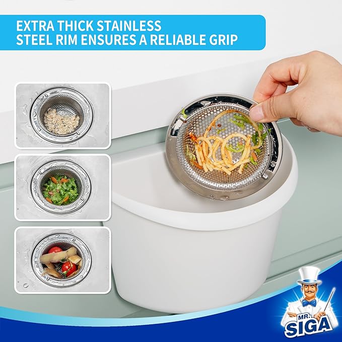 MR.SIGA Kitchen Sink Strainer, Stainless Steel Sink Drain Strainer, Dishwasher