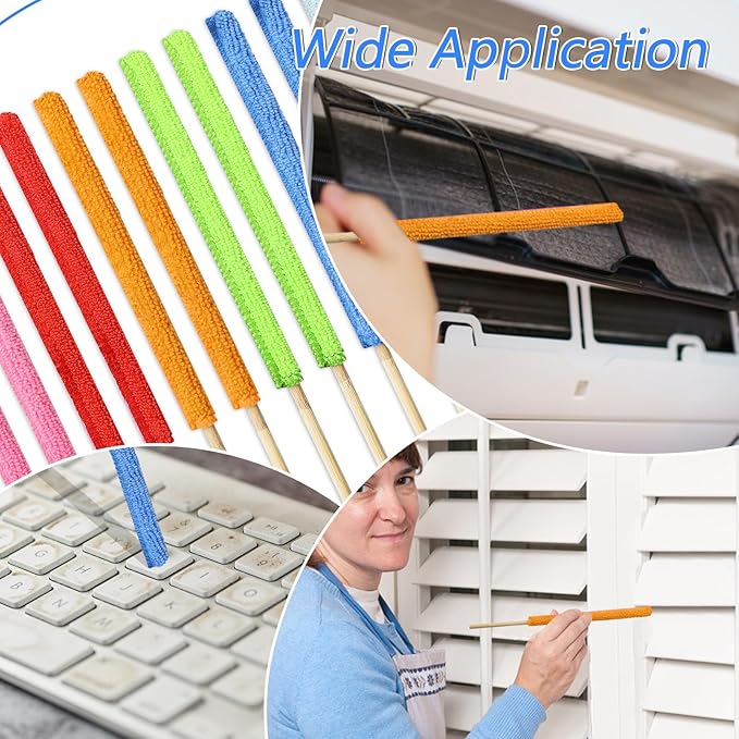 12 Pcs Microfiber Detail Duster Sticks Fan Cleaning Brush Crevice Cleaning Tool