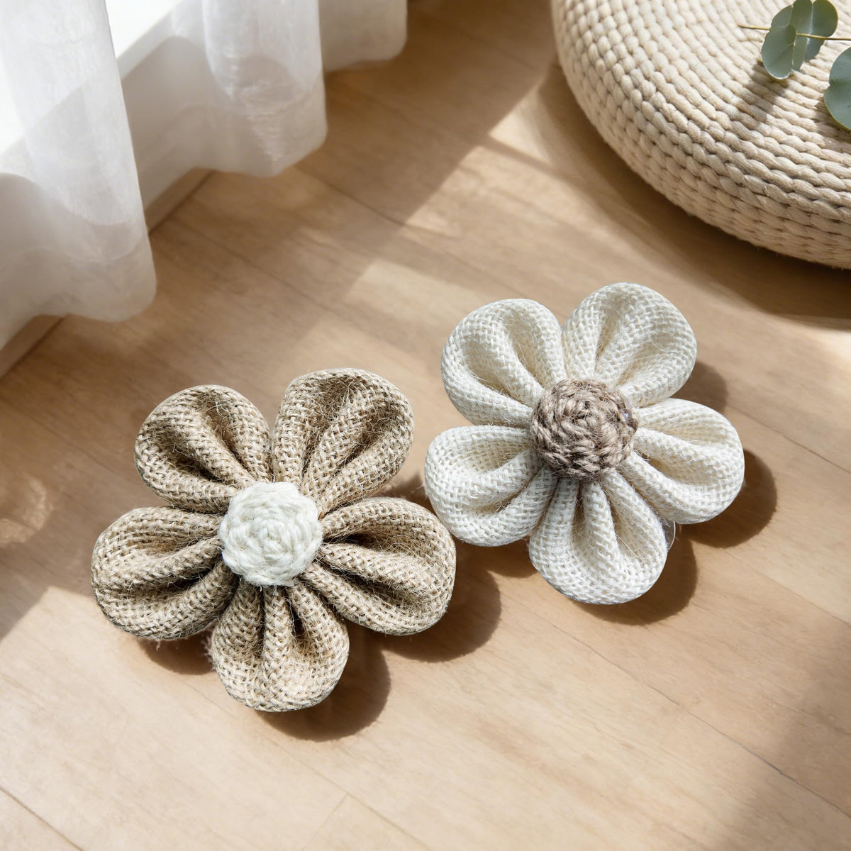 Curtain Tie Backs for Curtain Drapes, Boho Decor Holdback Clamp Farmhouse Tiebacks Clips with Flower for Sheer Curtains, Shabby Chic Drapery Holder, Pack-2