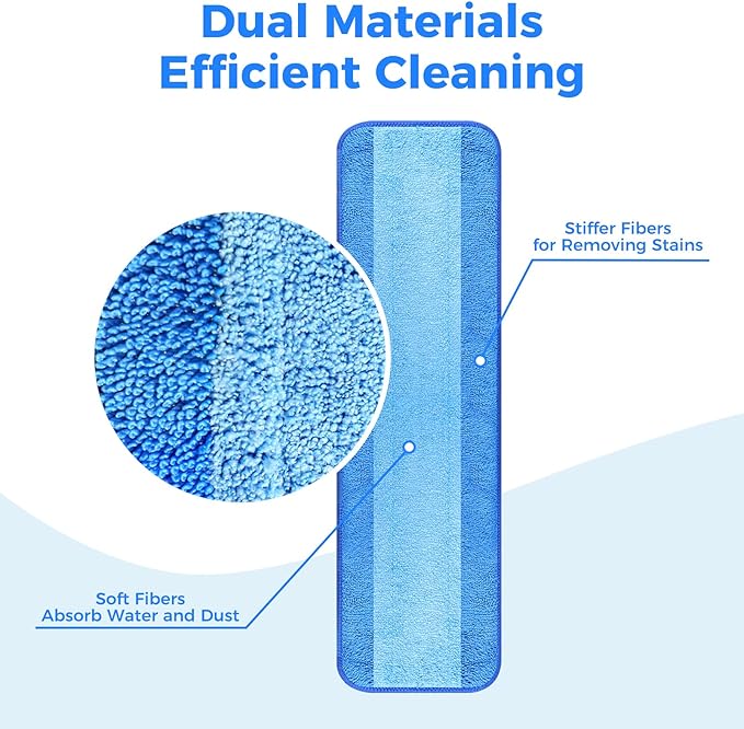 12-Pack Microfiber Cleaning Pads, 18-Inch Microfiber Mop Pads Compatible