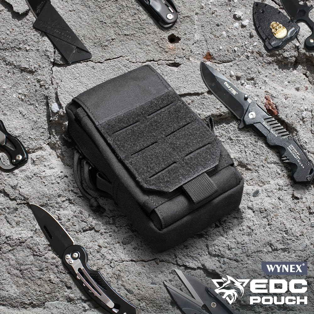 WYNEX Tactical EDC Pouch, Molle Utility Pouches Gadget Organizer Phone Holder Waist Pack Smartphone Pouch Tool Holster Pocket Black
