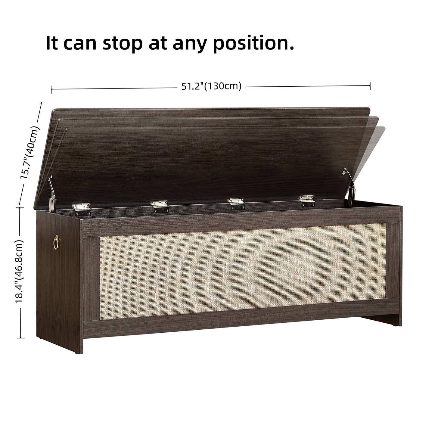 ZenFang 51.2" Storage Chest Extra Large,Storage Bench with 2 Safety Hinges,Wooden Shoe Bench,51.2x15.7x18.3 Inch,Easy Assembly,Storage Bench for Bedroom,Living Room,entryway(Obsidian Black)