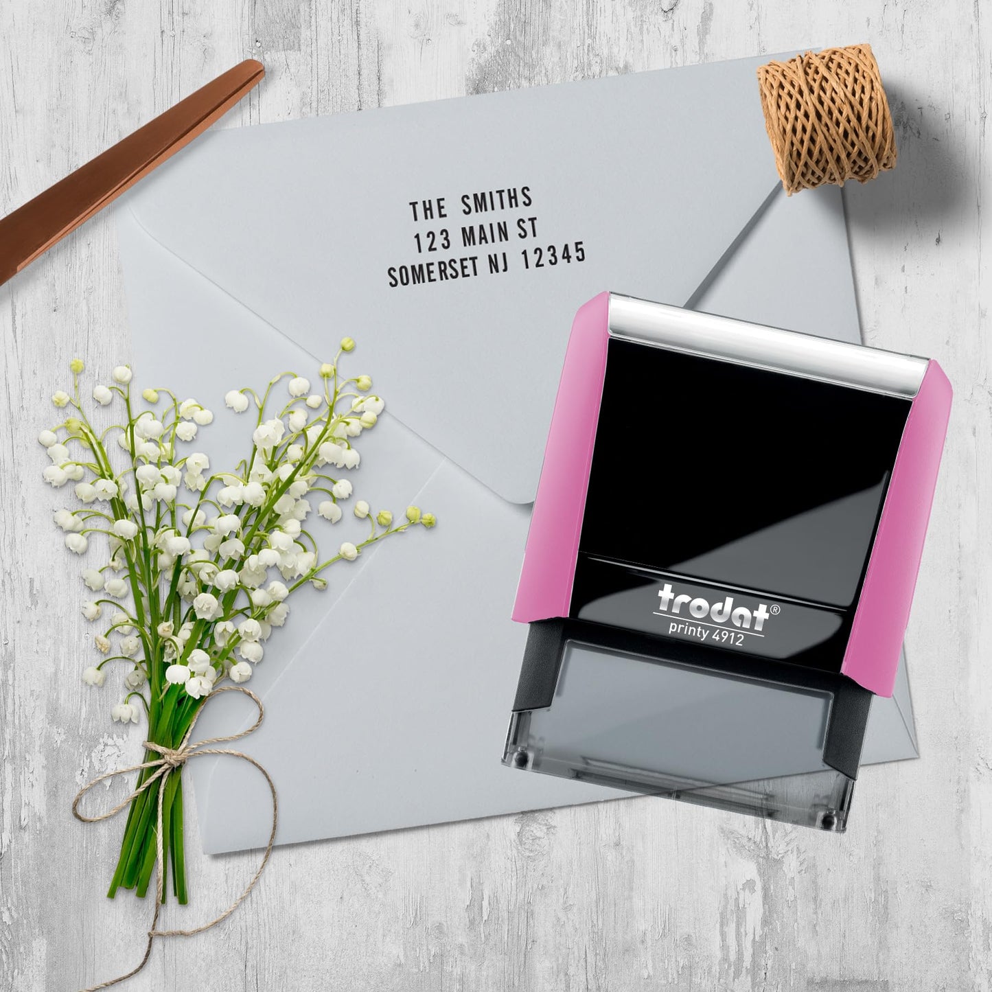Trodat Printy 4912 Self Inking Do it Yourself (DIY) 4 line Personalized Custom Message or Address Stamp kit with Black Ink, Impression Size: 3/4” x 1-7/8” inch (Pink)