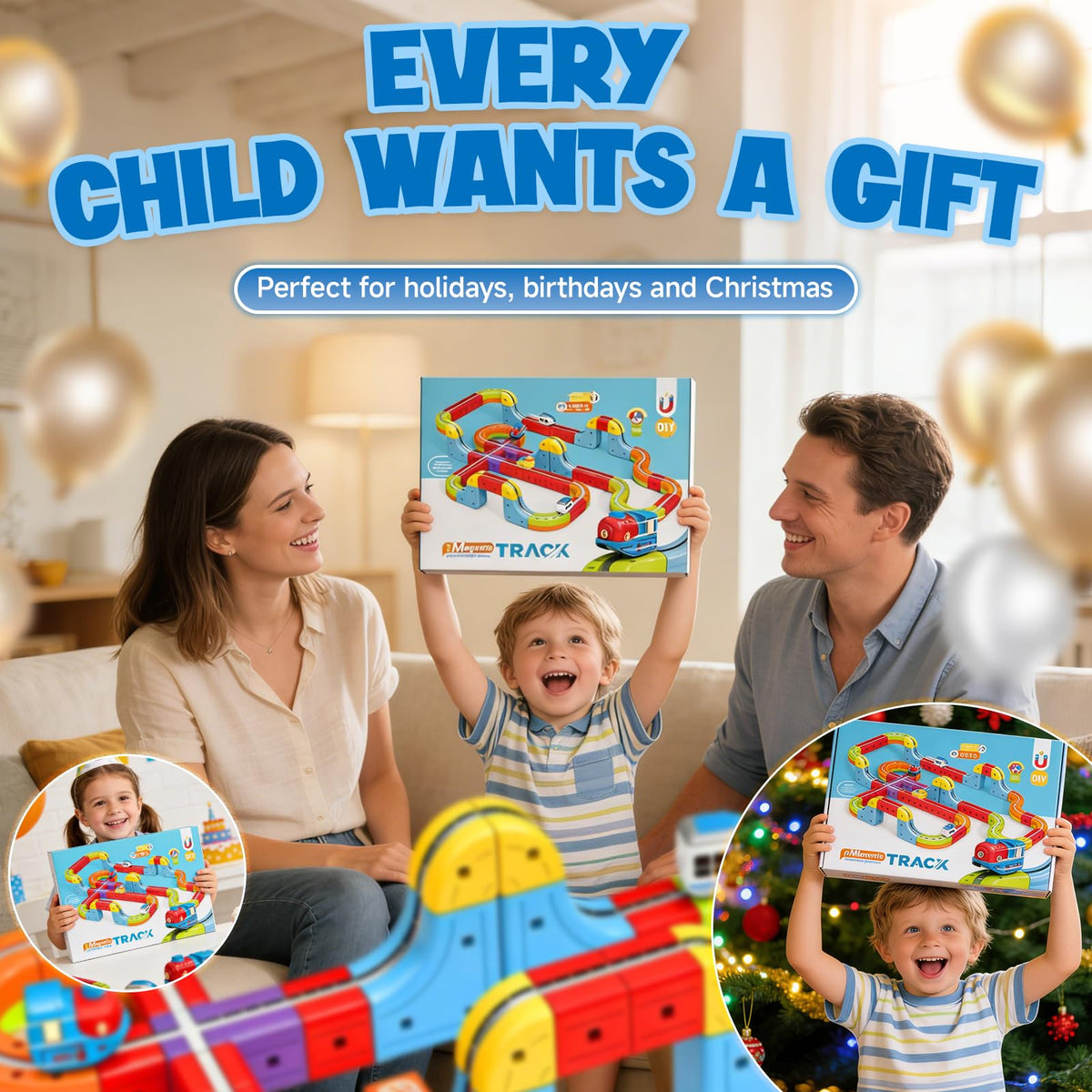 3D Infinity Cube Track Magnetic Electric Train Set for Kids 4 6 7 8,Toy Vehicle Playsets for Toddlers 3-5 Train Set Learning Gift,141 Pcs/2 car