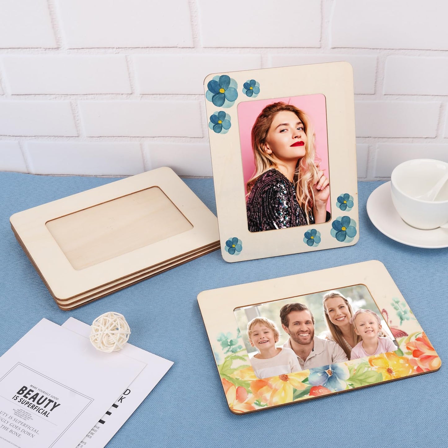 GNIEMCKIN 35 PCS 3.16 x 4.7 Inch Wooden Picture Frames, Unfinished Solid Wood Photo Frames for Crafts, Perfect for DIY Painting and Decorative Projects