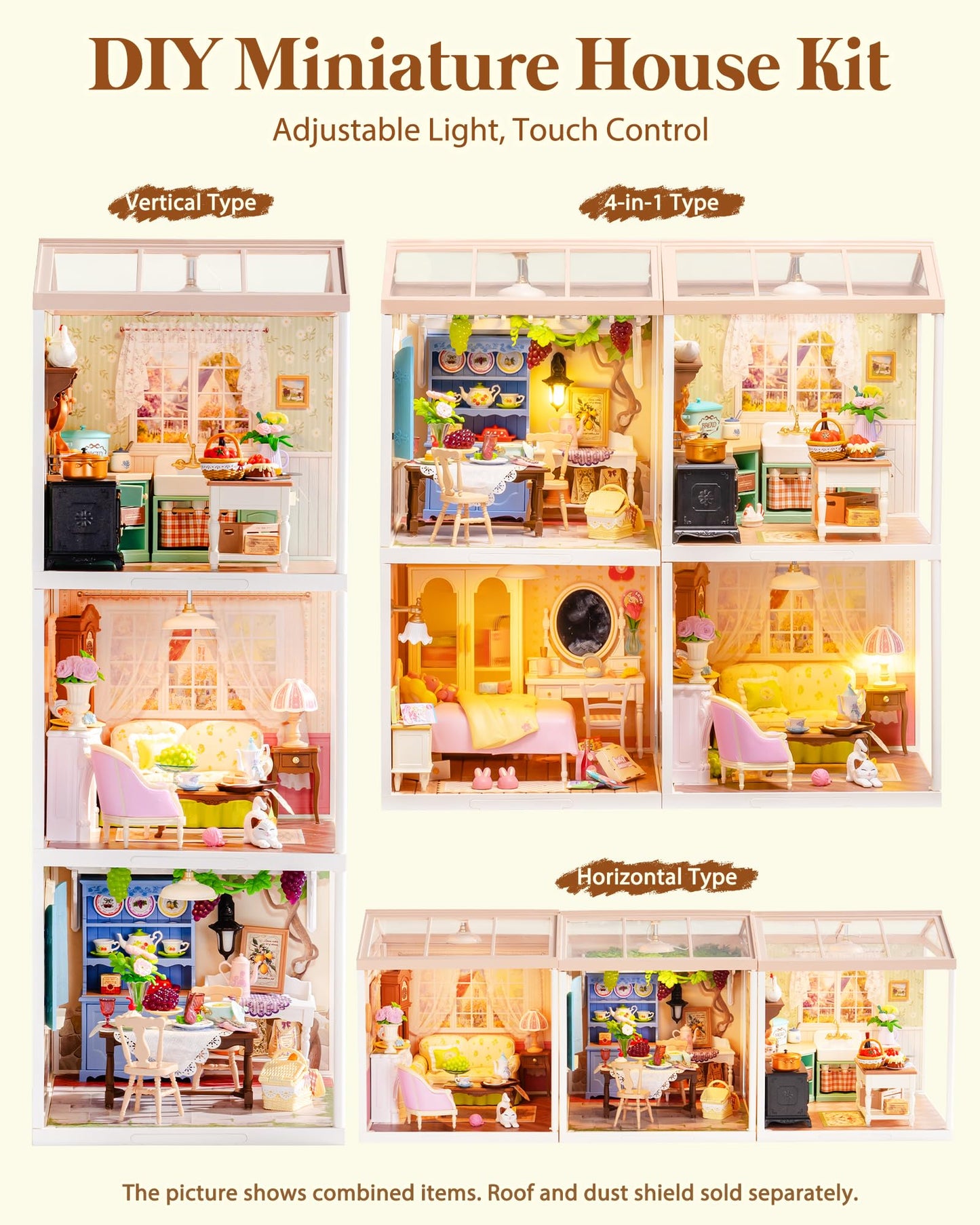 Rolife Super Creator Kits, Tiny House Building Blocks for Little Dolls, DIY Plastic Mini House Model Building Kits for Teens Aged 14+, DIY Crafts/Hobbies for Adult(Farmhouse Kitchen)