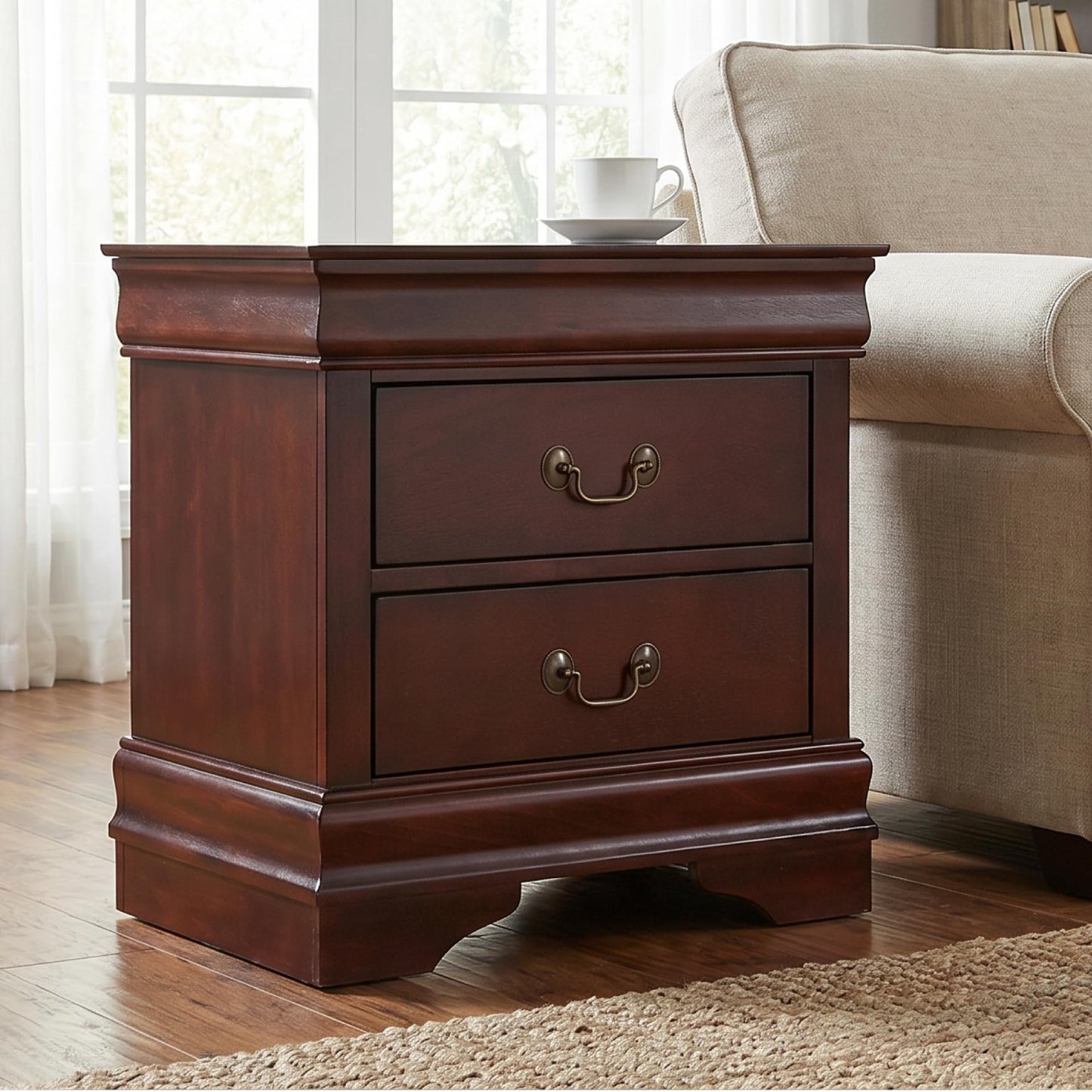 Signature Design by Ashley Alisdair Traditional 2 Drawer Nightstand, 23.75" Tall, Dark Brown