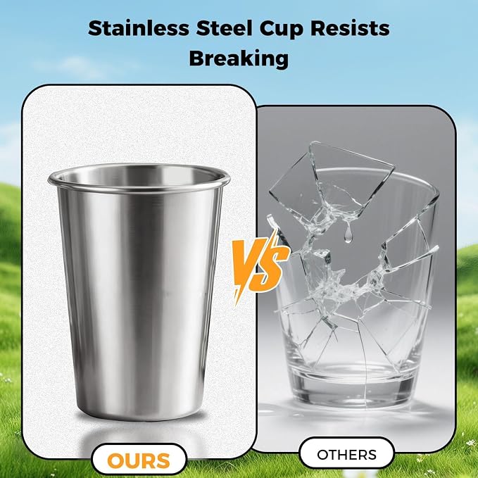 10 Pack 10 oz Stainless Steel Pint Cups,Stainless Steel Cup,Pint Cup Tumbler,water Tumbler,Stackable,Reusable,BPA Free