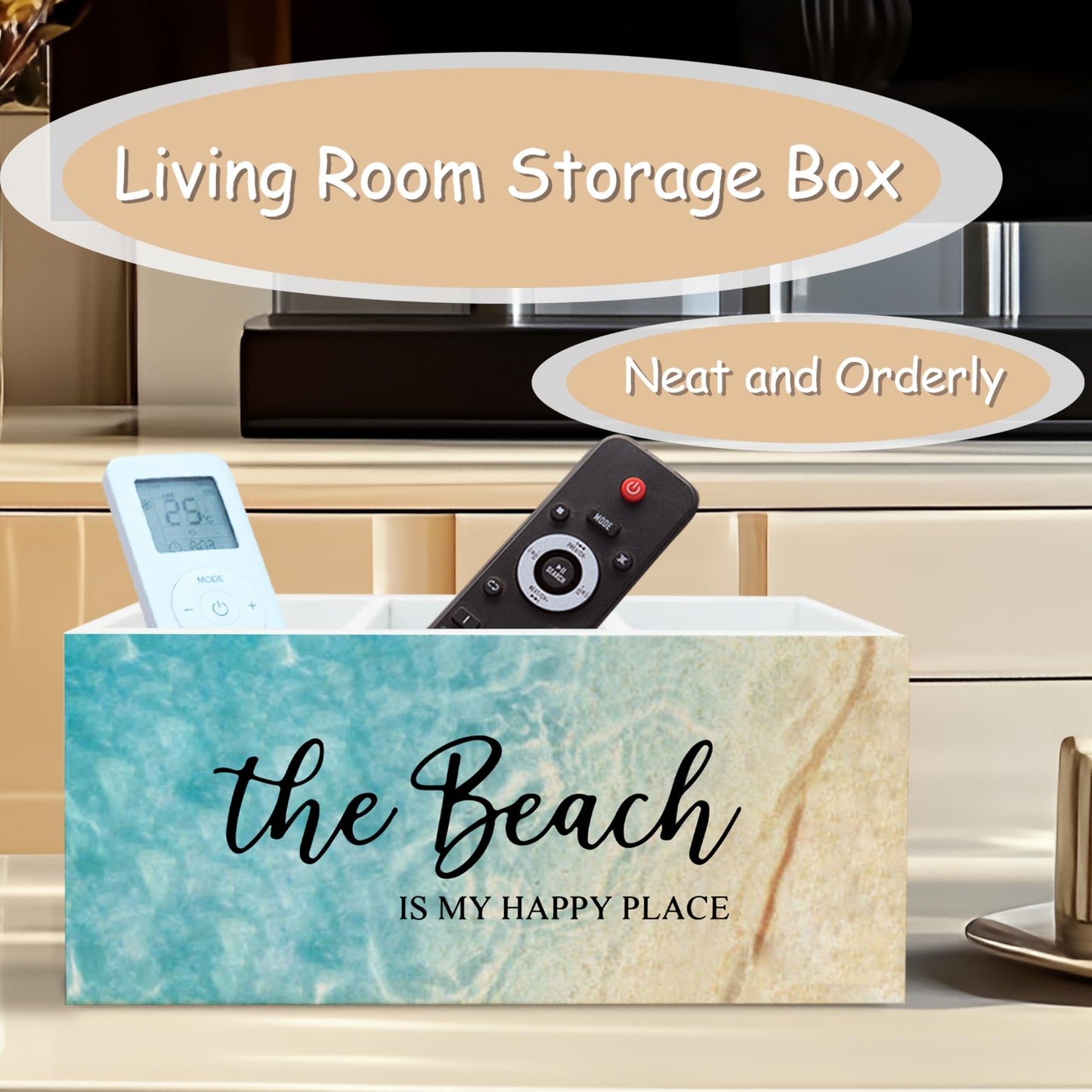 YTRGI Beach Gifts for Women Men, The Beach Is My Happy Place Pen Holder for Home Office Kitchen Desk Decor, Beach Wooden Pencil Holder Sign Organizer for Home Office Desk Accessories,