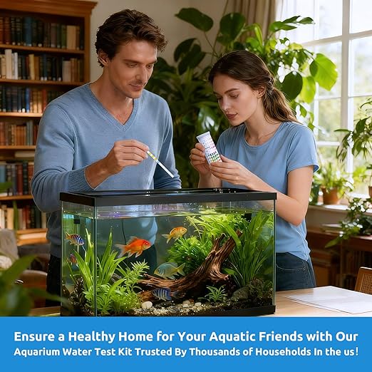 SEAOURA 9-in-1 Aquarium Test Kit for Fish Tanks - 135 Strips Water Testing Strips for Aquariums & Ponds Accurate Testing Iron,Copper,Nitrate,Nitrite,Chlorine,Hardness,Alkalinity,Carbonate,pH