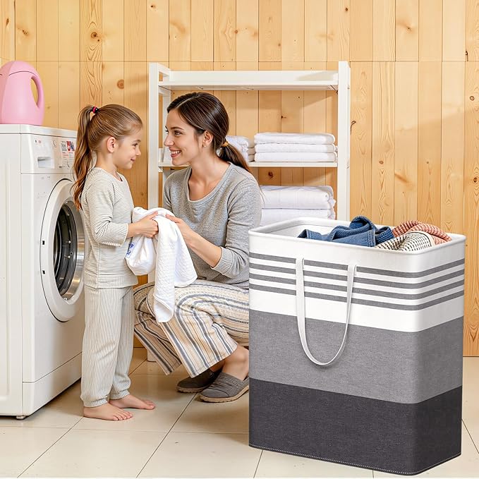 WOWBOX 2 Pack Laundry Hampers Baskets, Freestanding Dirty Clothes Hampers