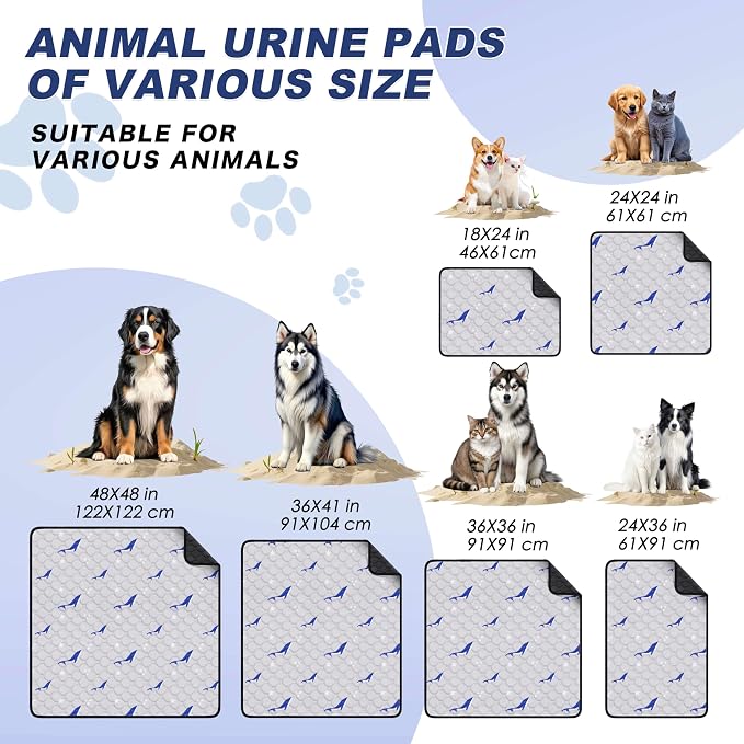WanpeeGoo Washable Pee Pads for Dogs, 4Pack Reusable Puppy Pads, Super Absorbent & Leakproof Dog Pads, Anti-Slip Dog Pee Pads for Puppy Training & Incontinence, Dolphin Pattern 18"x24"