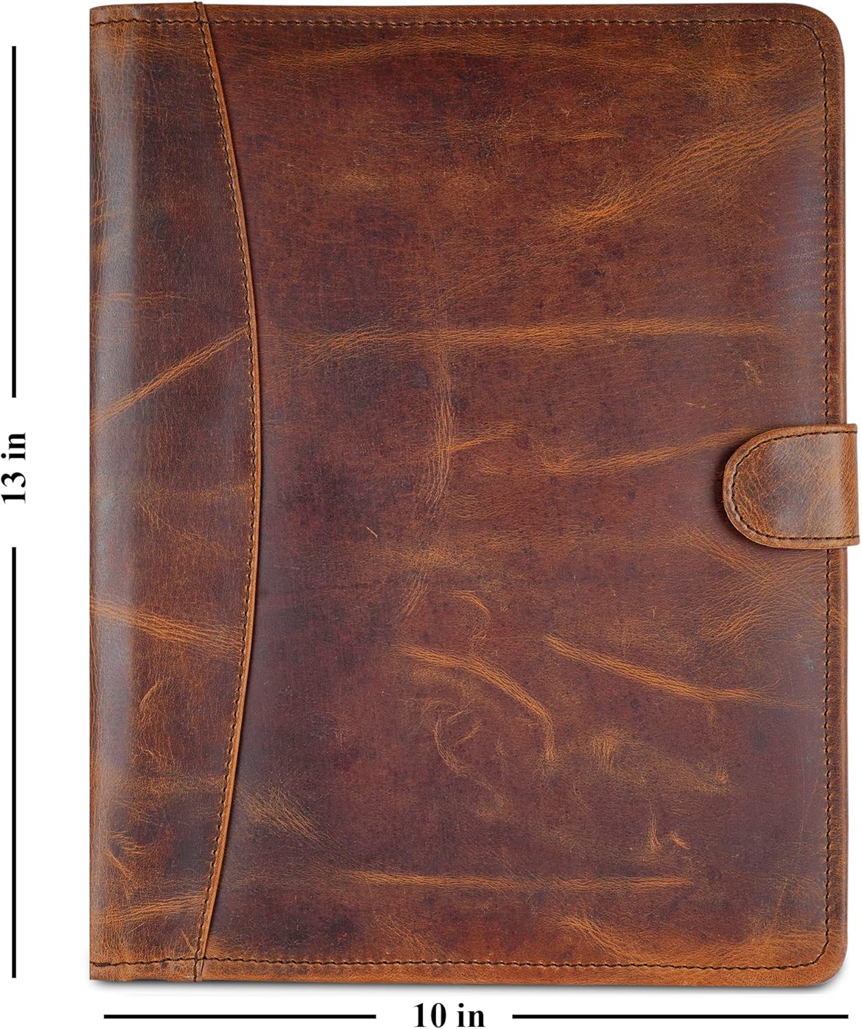 Leather Padfolio Legal Pad Portfolio Organizer | Handmade Executive Notebook Binder | Heavy Duty Full Grain Cow Hide Resume Interview Folio for Men Women, Rustic NoteBook Folder (brown)