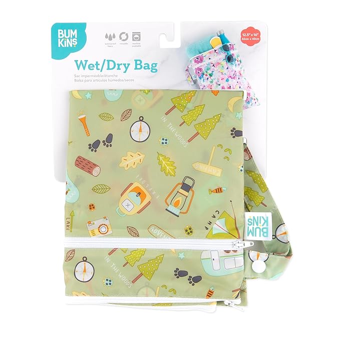 Bumkins Waterproof Wet Dry Bag for Baby, Swim Suit, Cloth Diapers, Pump Parts