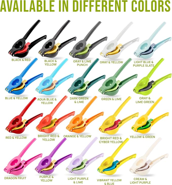 Zulay Metal 2-In-1 Lemon Squeezer Manual - Sturdy, Max Extraction Hand Juicer Lemon Squeezer Gets Every Last Drop - Easy to Clean & Use Citrus Juicer-Yellow/Green
