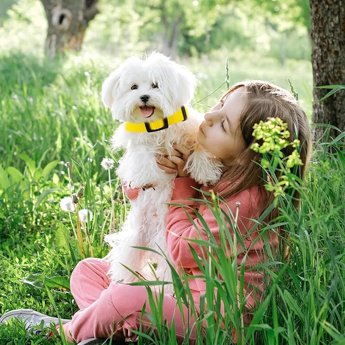 Yellow Dog Collar for Large Dog, Breathable, Anti-Odor & Soft, Comfortable for Sensitive Skin Puppies, 90% Bamboo Rayon, Adjustable Quick-Release Buckle Pet Collar for Large Breeds