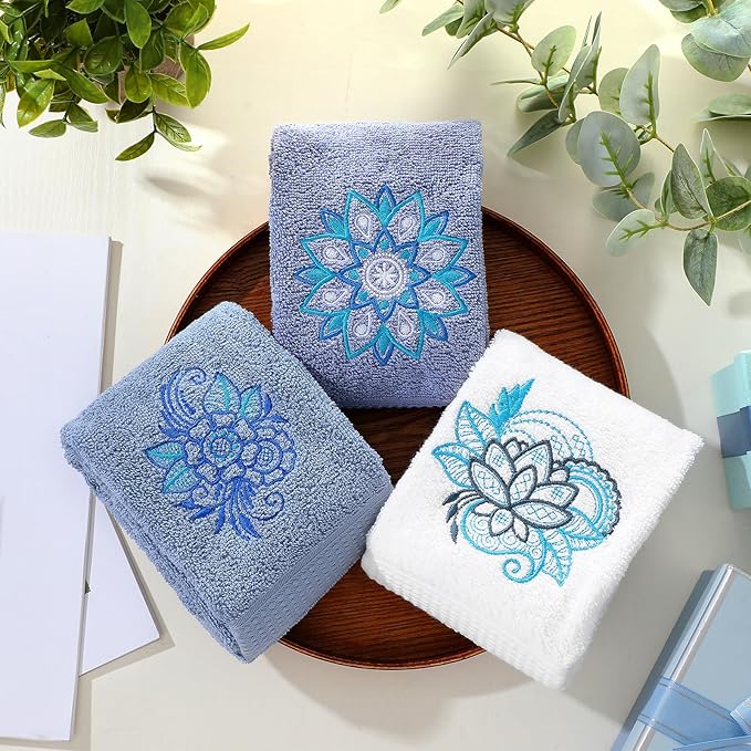 3 Pcs Mandala Hand Towels Mandala Flower Boho Bathroom Decor 14x29 Inch