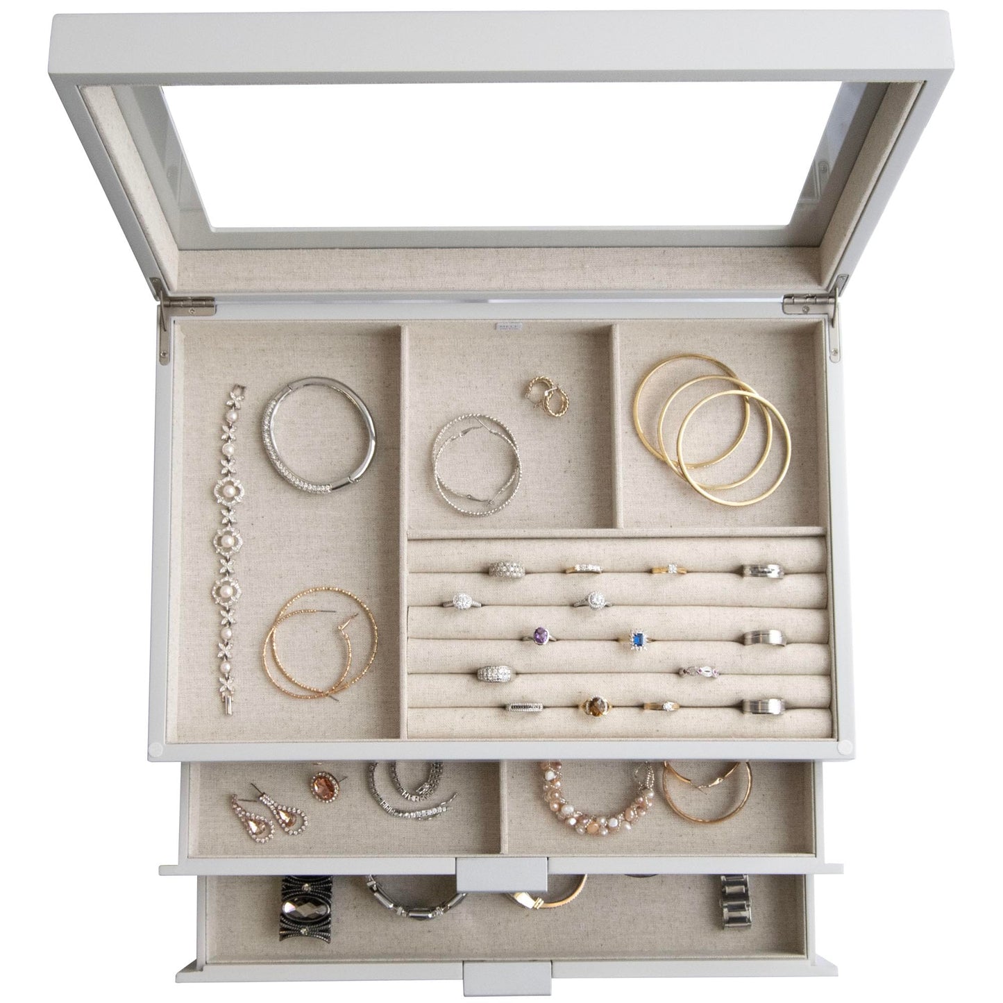 Mele and Co Misty Wooden Jewelry Box with Glass Lid