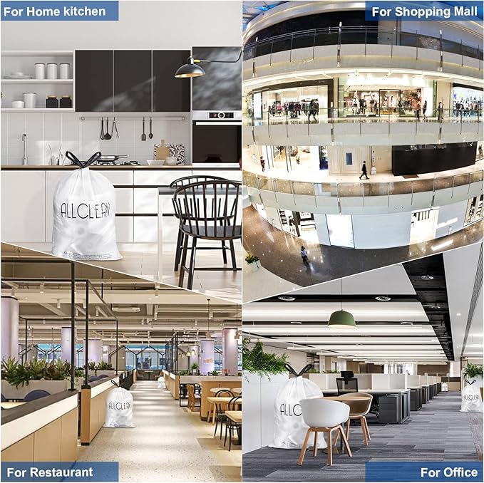 ALLCLEAN 10 Gallon Trash Bags, Ultra-Strong Unscented Heavy-Duty Medium