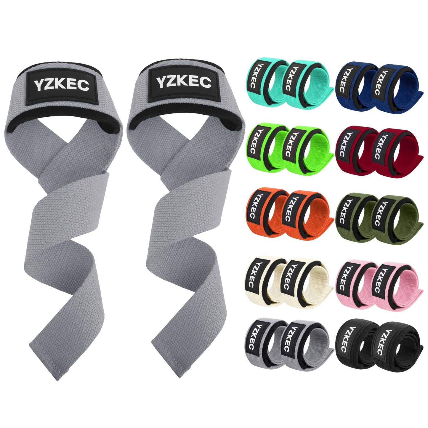 YZKEC 24" Cotton Weight Lifting Wrist Straps with Neoprene Cushioned Padded for Wrist Support and Protection,Weightlifting,Strength Training,Bodybuilding,Powerlifting,Dumbbell Workout,Men and Women