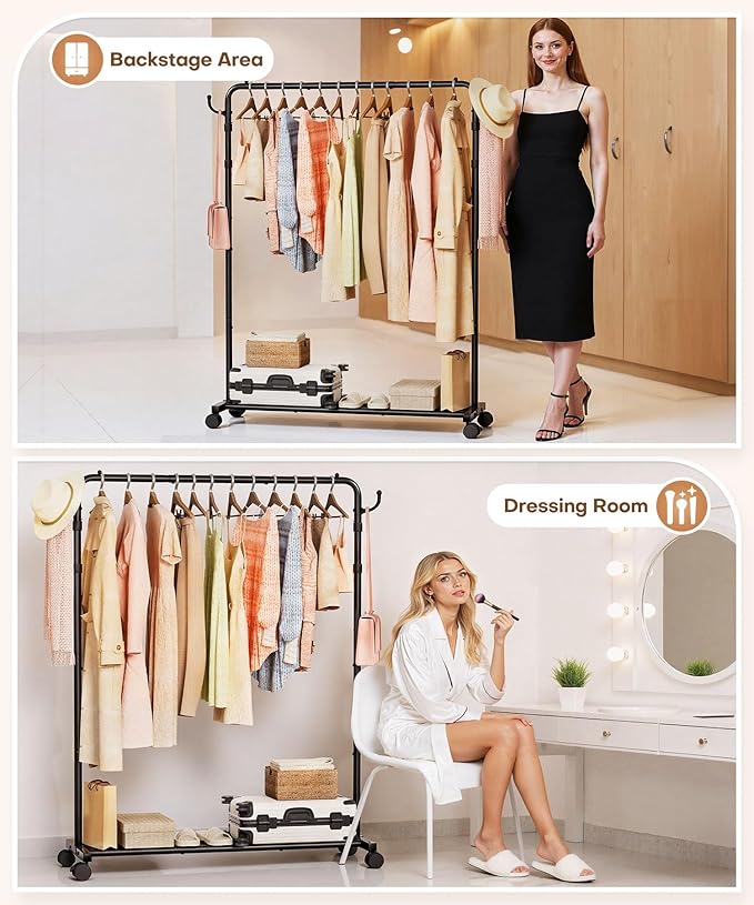 Homde Heavy Duty Clothes Rack: 120lb Standing Garment Storage