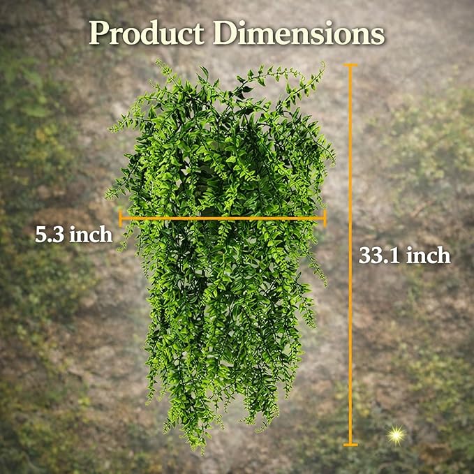 HERCOCCI 4 Pack Reptile Plants, Terrarium Hanging Plants Vines Artificial Leaves Habitat Decorations with Suction Cup for Bearded Dragon Hermit Crab Lizard Snake Geckos Chameleon
