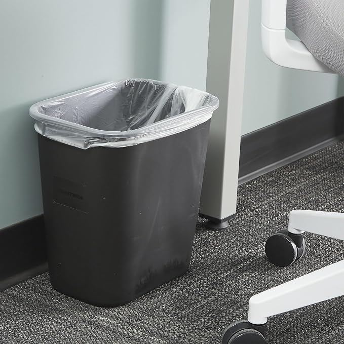 COASTWIDE Professional™ Indoor Trash Can Without Lid, Black Soft Molded Plastic, 3.5 Gallon, 6/Pack