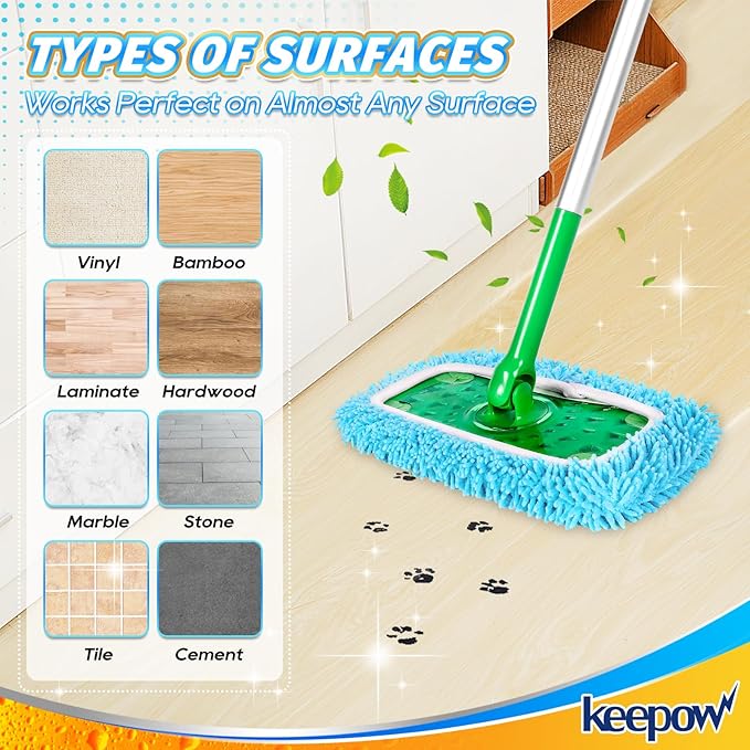 KEEPOW Reusable Dry Sweeping Cloths Microfiber Wet Pads Compatible