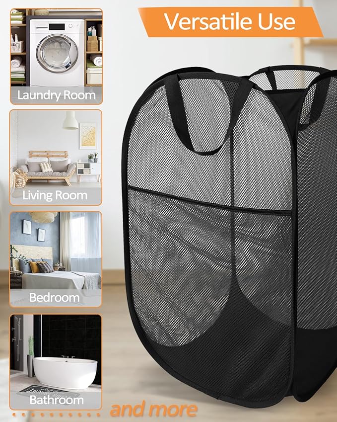 Durable Collapsible Laundry Baskets, Upgrade Foldable Pop Up Hamper