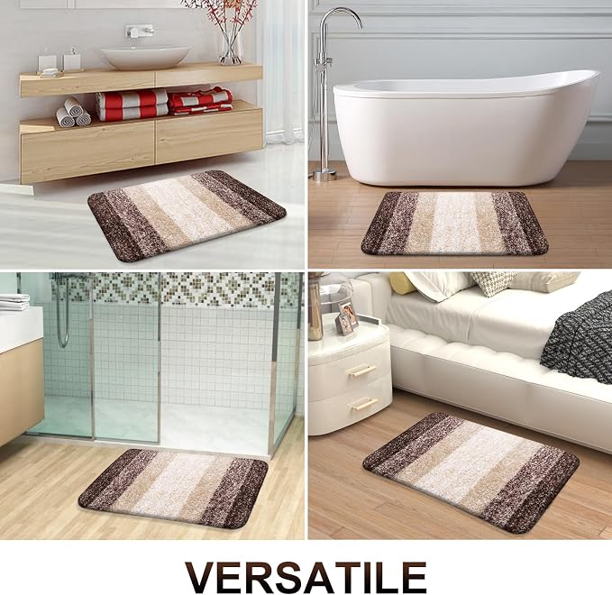 OLANLY Bathroom Runner Rugs Mat 44x20, Extra Soft Absorbent Microfiber Bath Rugs, Rubber Backing, Quick Dry, Washable Long Bath Mats for Bathroom Floor, Tub and Shower, Home Decor Accessories, Brown