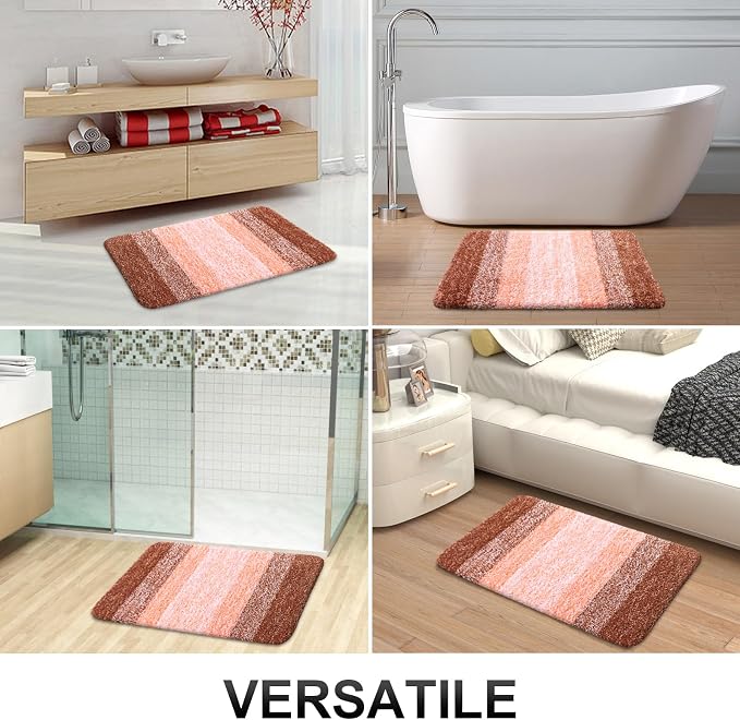 OLANLY Luxury Toilet Rugs U-Shaped 24x20, Extra Soft and Absorbent Microfiber Bathroom Rugs, Non-Slip Plush Shaggy Bath Mat, Machine Wash Dry, Contour Bathroom Mats for Toilet Base, Orange