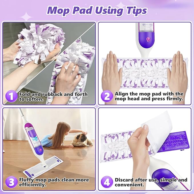 Mop Pads Refills for Swiffer Power Mop: 10 Pcs Wet Dry Disposable Pad for