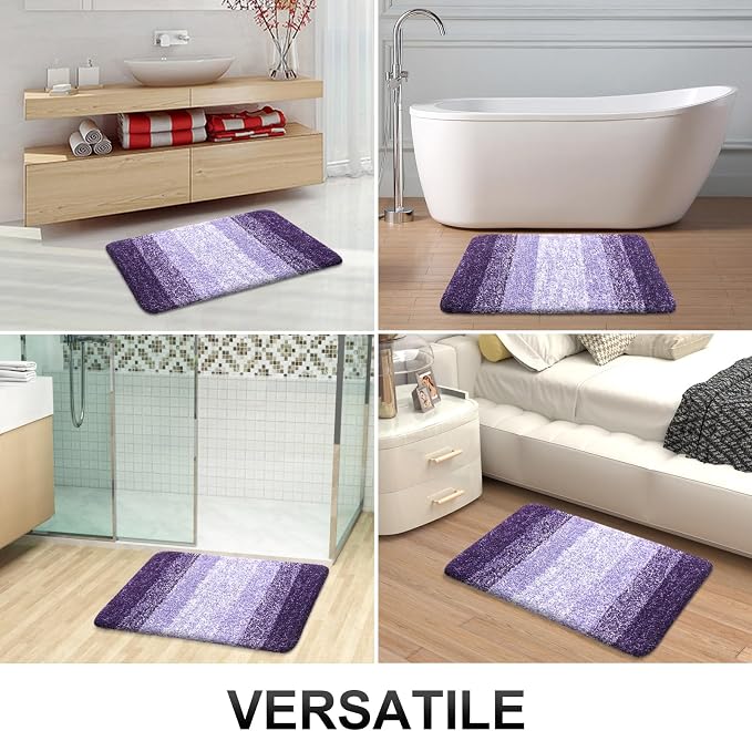 OLANLY Bathroom Runner Rugs Mat 59x20, Extra Soft Absorbent Microfiber Bath Rugs, Rubber Backing, Quick Dry, Washable Long Bath Mats for Bathroom Floor, Tub and Shower, Home Decor Accessories, Violet