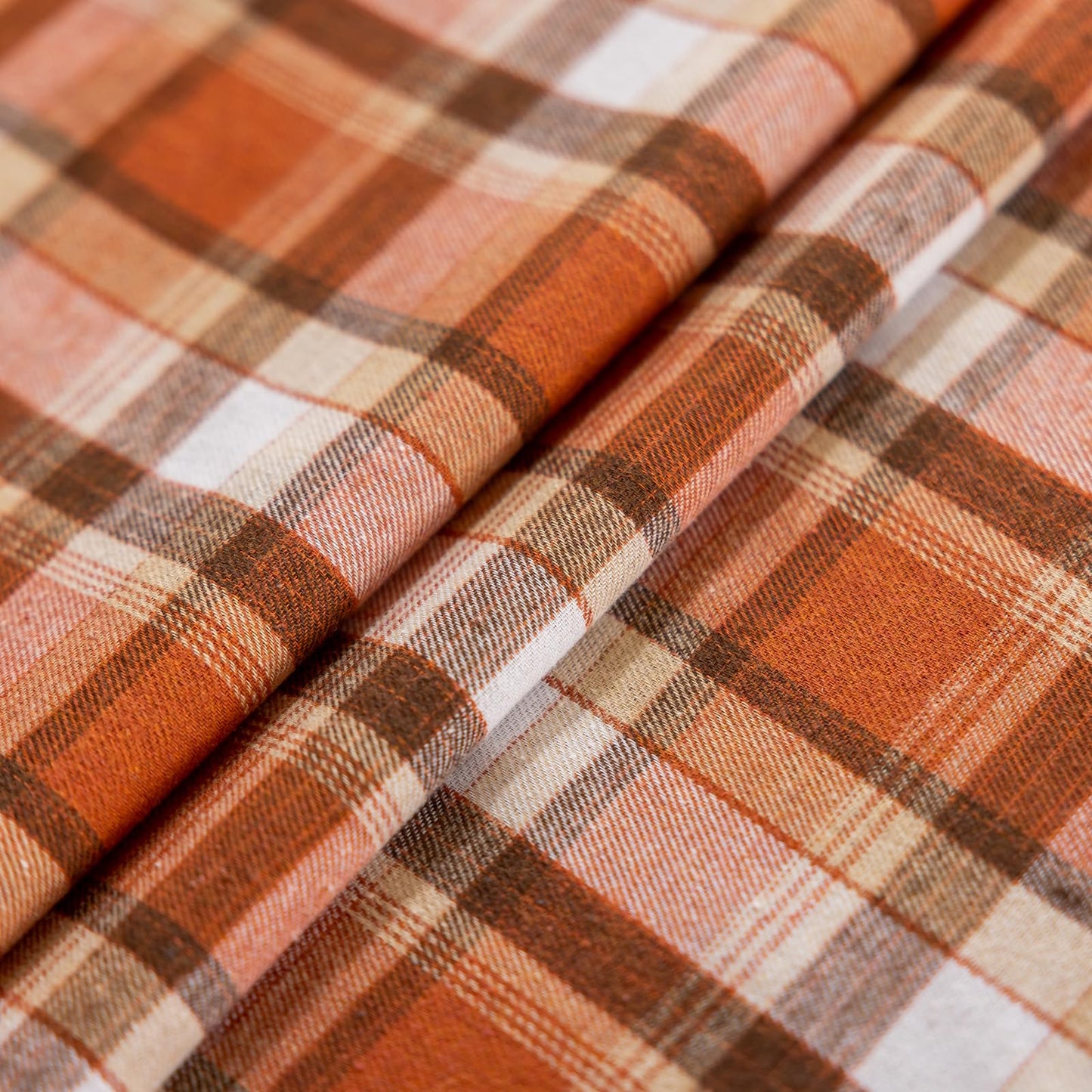 Joyfol Day Thanksgiving Rust Tartan Table Runner - 13x90 Inch Fall & Halloween Decor, Scratch-Proof Washable Plaid Table Decoration for Dining/Kitchen Buffet