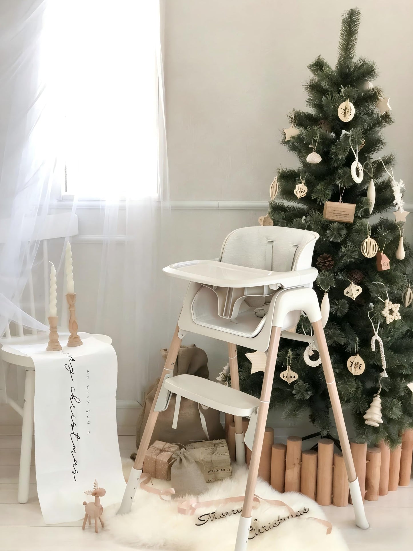 Mloong High Chair for Babies and Toddlers - Adjustable 4-in-1 Baby High Chairs with Dishwasher Tray, Easy Clean Highchair, Beige