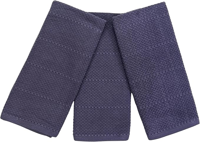 Eggplant Purple Kitchen Hand Dish Towels: Oversized 28" x 18", 100% Cotton