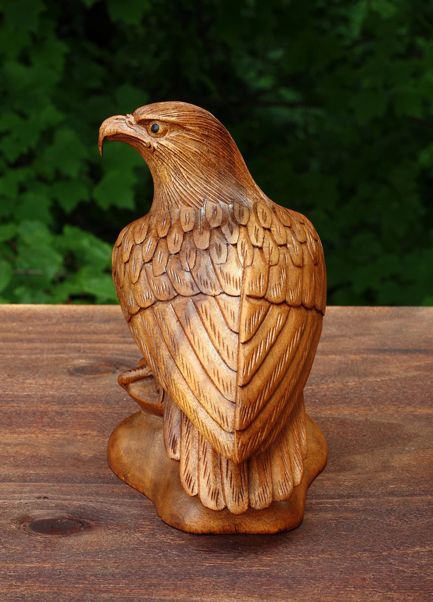 G6 Collection 8" Wooden Handmade American Eagle Statue Handcrafted Figurine Sculpture Art Hand Carved Rustic Lodge Outdoor Decorative Home Decor Us Accent Decoration Eagle Statue