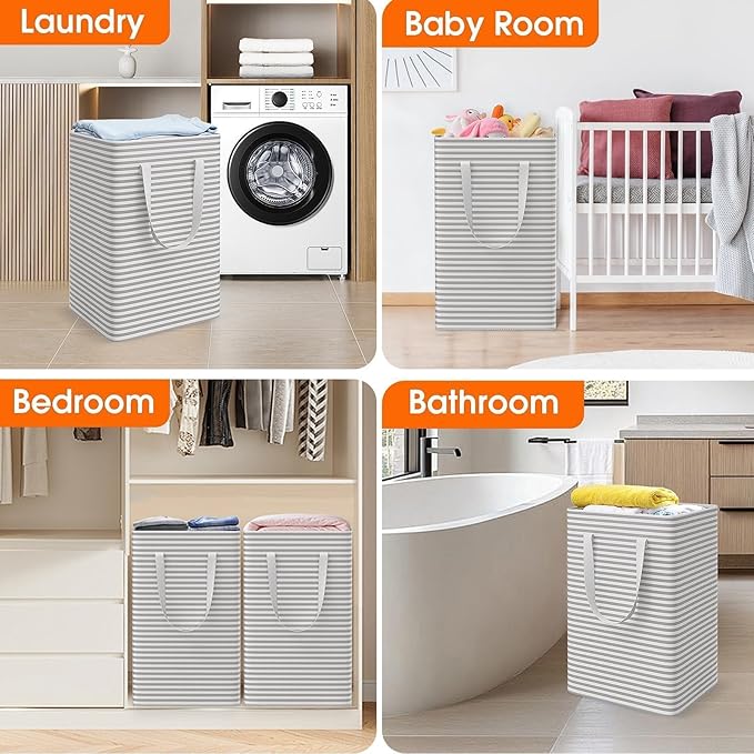 3 Pack Laundry Basket, Waterproof & Freestanding Large Laundry Hamper,