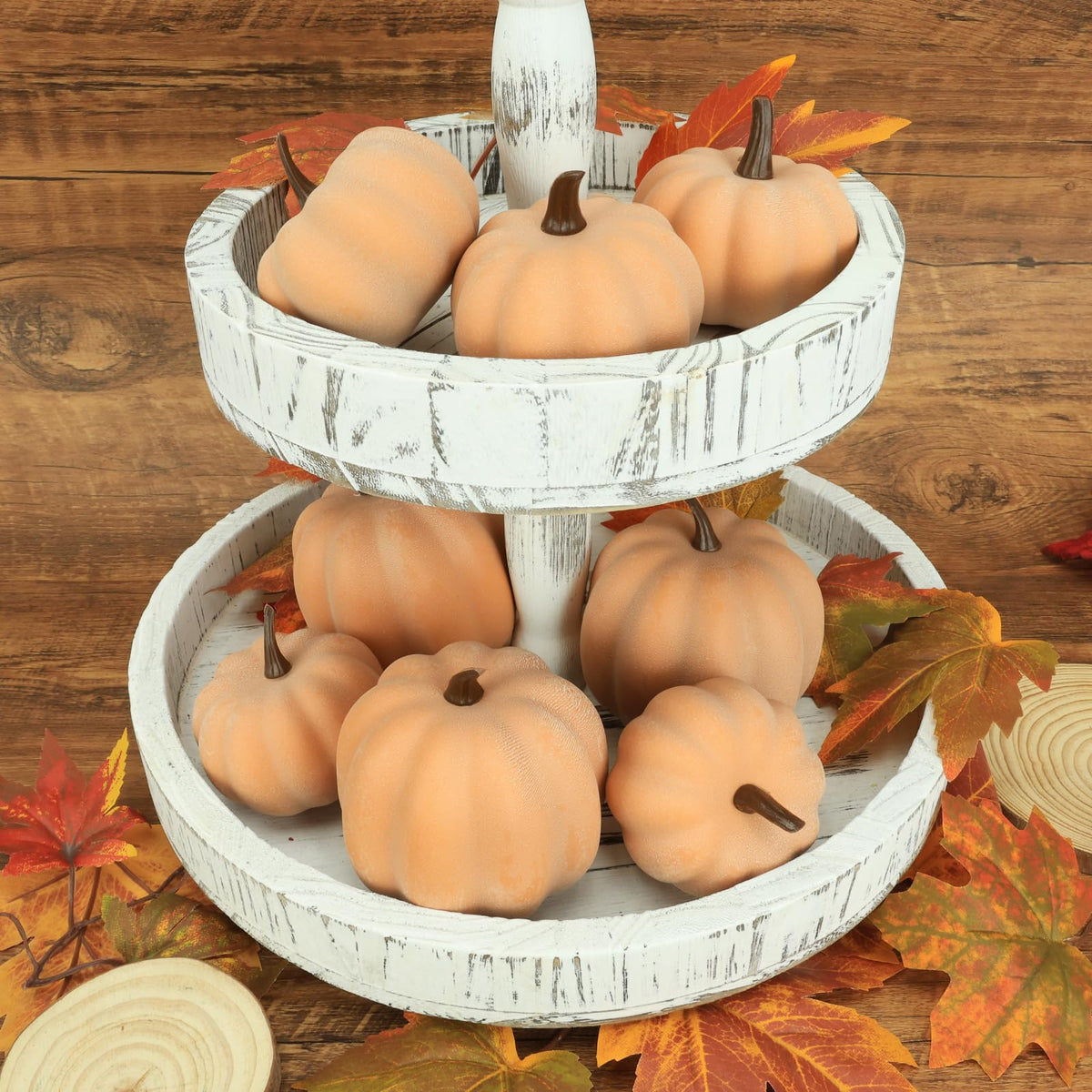 Ghrdopy Fake Pumpkins, 8 Pcs Orange Artificial Pumpkins, Plastic Pumpkins for Thanksgiving Party Table Centerpiece Autumn Home Decoration-C