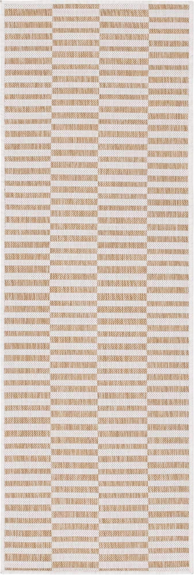 Unique Loom Outdoor Striped Collection Area Rug - Striped (2' x 6' 1" Runner, Taupe/Ivory)