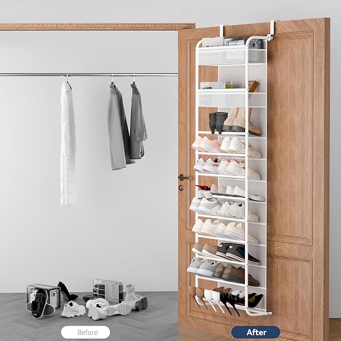 Whitmor 27 Pair Over The Door Shoe Organizer, 11 Tier Hanging Shoe Organizer